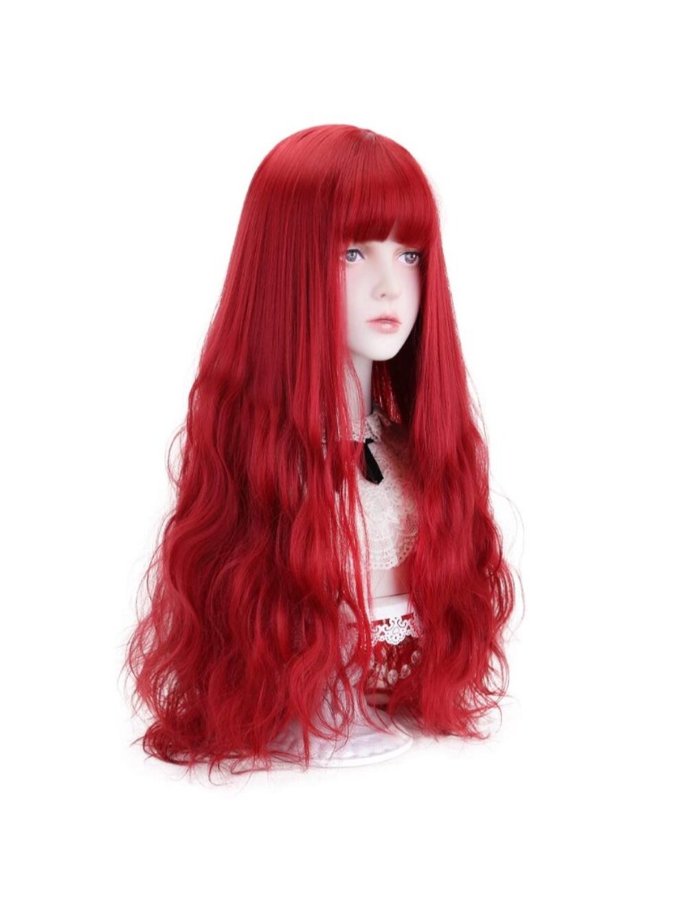 Women's Red Natural Long Wavy Cosplay Heat Resistant Synthetic Fiber Wigs